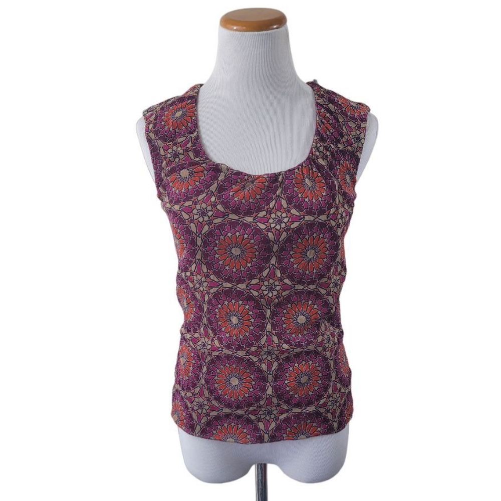 George Size Small (4/6) Medallion Print Sleeveless Lined Lightweight Nylon Top